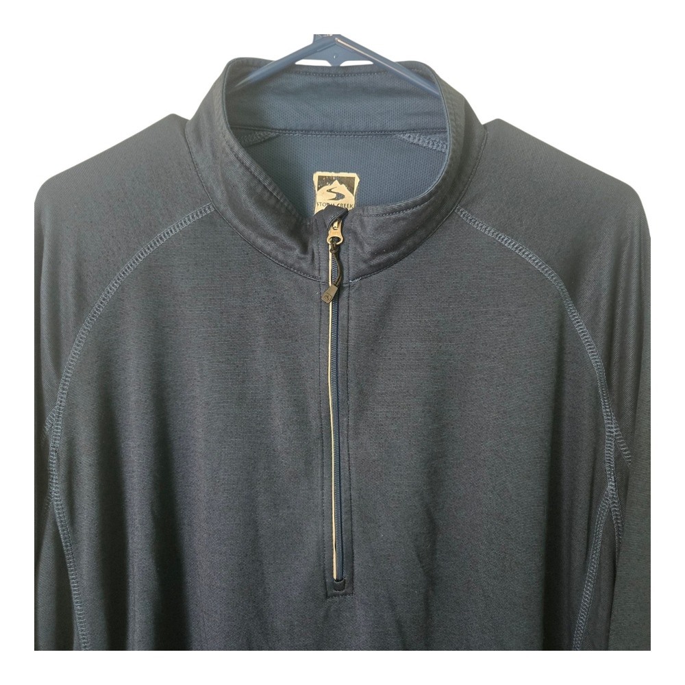 Storm Creek Navy Bamboo Blend Quarter Zip Pullover 2XL Thumbhole Outdoor